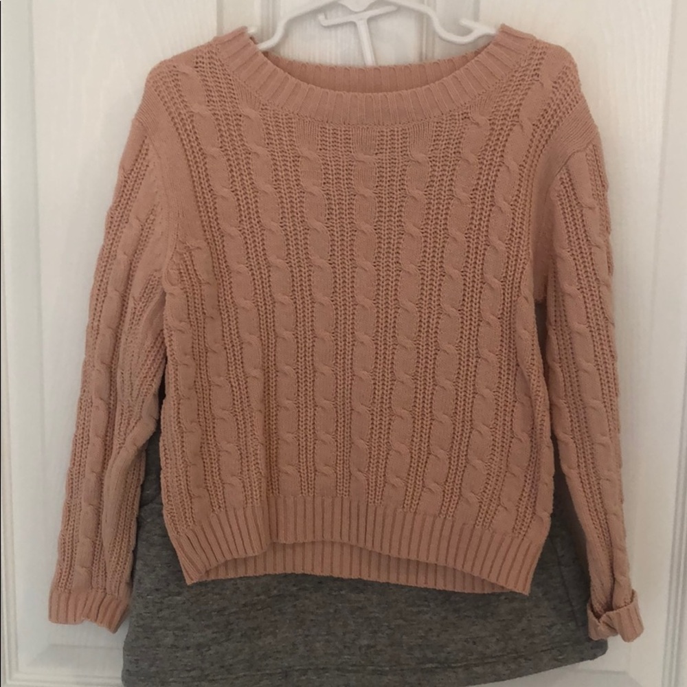 Toddler Uniqlo sweater and fleece lined skirt.
